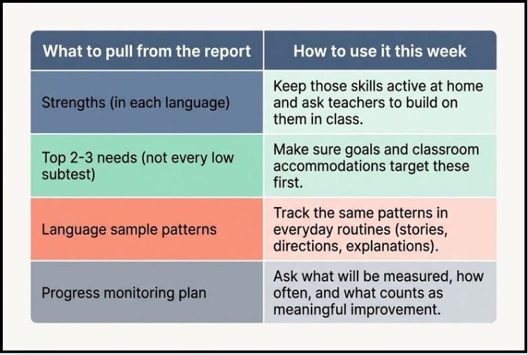 bilingual speech evaluation report
